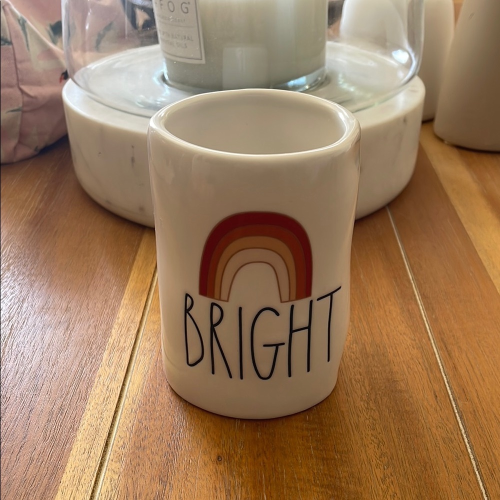 Rae Dunn Bright Ceramic Mug with Rainbow Design